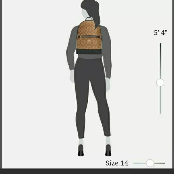 COACH BACKPACK SIGNATURE CANVAS TAN BAG GOLD KHAKI BLACK - Picture 7 of 10